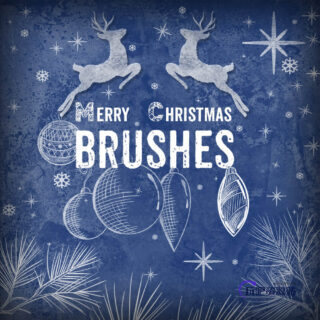 可爱圣诞节铃铛、礼物、麋鹿、彩球等卡通装饰品Photoshop美图笔刷-玩吧资源站