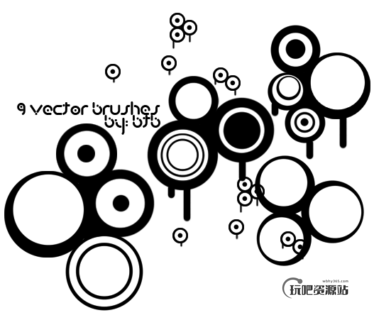 时尚动感非主流同心圆元素背景装饰PS笔刷图形-玩吧资源站