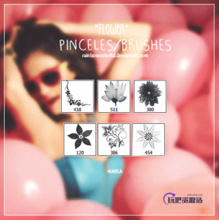 6种花纹图形Photoshop笔刷素材-玩吧资源站