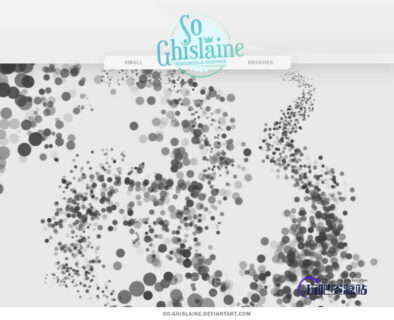 背景虚化、透明律动的小球、半透明彩球效果Photoshop笔刷素材-玩吧资源站