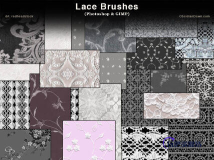 蕾丝边花纹图案Photoshop蕾丝效果花纹装饰笔刷下载-玩吧资源站