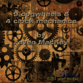 13个各种机械齿轮效果PS笔刷文件素材下载-玩吧资源站