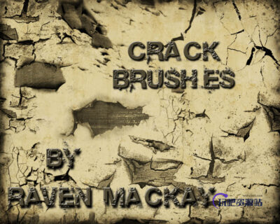 裂纹、开裂剥落、陈旧龟裂干涸破裂PS墙面地面纹理笔刷-玩吧资源站