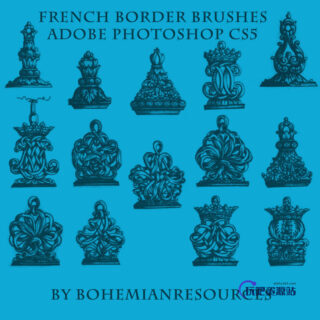 法式艺术花纹装饰图案PS笔刷素材-玩吧资源站