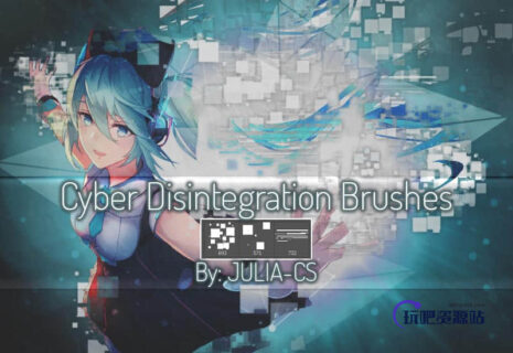小方块分解效果、时尚科技元素背景装饰PS笔刷素材-玩吧资源站