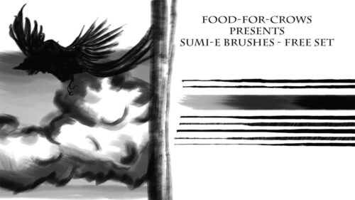 灰色调的水墨笔触、水彩画笔Photoshop笔刷素材-玩吧资源站