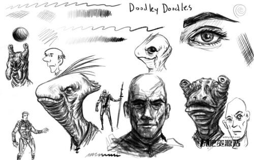 高级素描笔触画笔PS笔刷-玩吧资源站