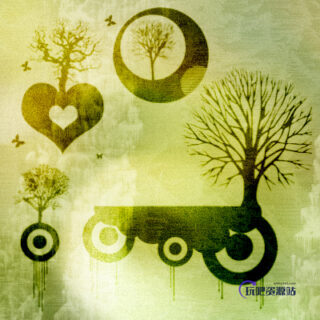 非主流爱心树木、同心圆元素大树PS笔刷-玩吧资源站