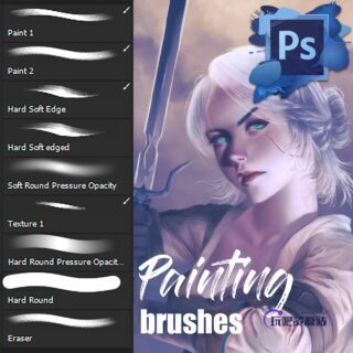 免费高品质cg插画艺术创作PS笔刷-玩吧资源站