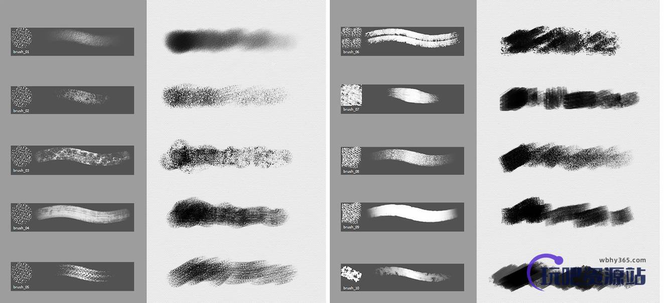 碳素铅笔、铅笔笔触、粉笔笔触PS笔刷素材