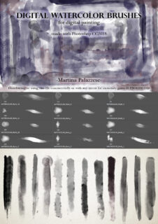数字绘画水彩画笔触PS笔刷-玩吧资源站