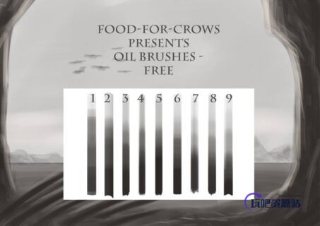 油画笔触、素描、手绘、渲染专用PS笔刷-玩吧资源站