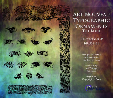 植物印花花纹边框、印花装饰图形PS笔刷-玩吧资源站