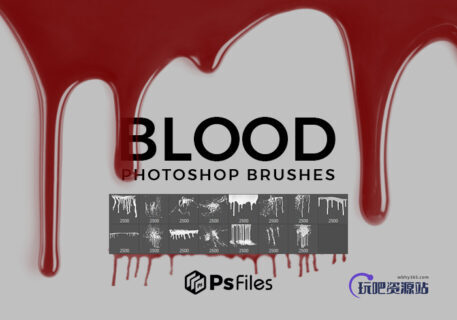 液体流下了的效果边缘PS笔刷素材-玩吧资源站