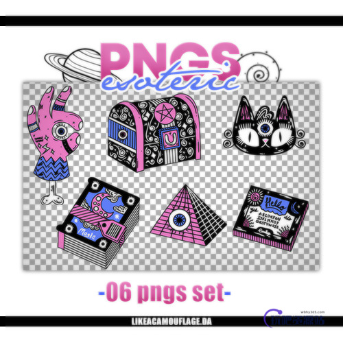 6神秘可爱的卡通装饰图案PS笔刷素材（png格式）