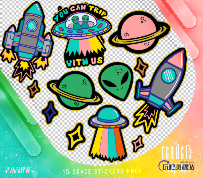 卡通外星人形象PS笔刷（PNG）