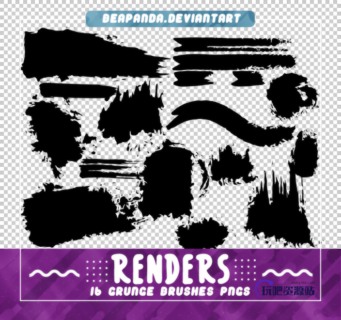 毛笔油漆刷子蘸点纹理PS笔刷素材（PNG）-玩吧资源站