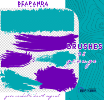 8种油漆涂抹划痕效果PS笔刷素材-玩吧资源站