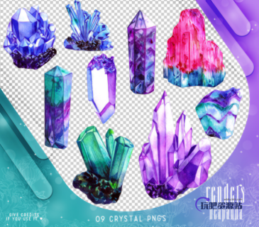 手绘水晶矿、紫金矿石、水晶图形PS笔刷（png）-玩吧资源站