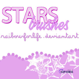 手绘涂鸦星星、五角星图案PS笔刷下载-玩吧资源站