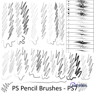 各种铅笔笔触效果PS笔刷素材-玩吧资源站