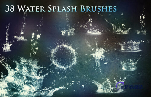 38种真实水花、滴溅水纹效果PS笔刷素材-玩吧资源站
