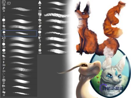 艺术插画绘画PS笔刷画笔-玩吧资源站