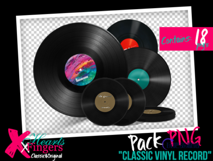 18种黑胶照片、老式唱片碟片图形PS笔刷素材（PNG图片格式）-玩吧资源站
