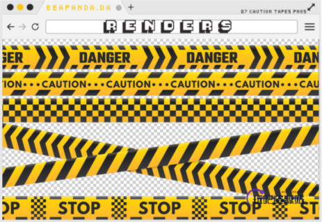 禁止通行横幅条纹带子、警戒带PS笔刷素材（PNG图片格式）-玩吧资源站