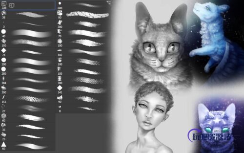 艺术插画、油漆颜料绘画笔触PS笔刷-玩吧资源站