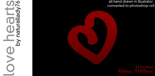 手绘涂鸦爱心、心形图案PS笔刷-玩吧资源站