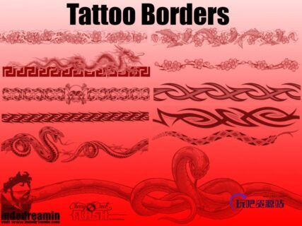 16种恶魔、魔鬼风格的分界线、分隔符花纹PS笔刷下载-玩吧资源站