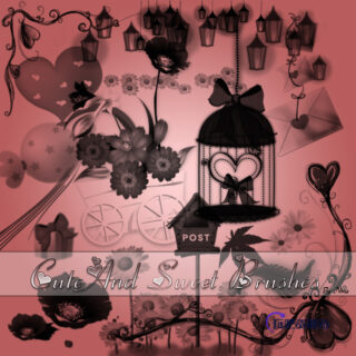 可爱甜蜜的背景装饰图案PS美图笔刷-玩吧资源站