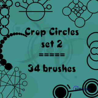 34种圆圈组合图形符号PS笔刷下载-玩吧资源站