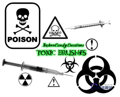 中毒标志、有毒标识图案、核污染、生化危机标识PS笔刷下载-玩吧资源站