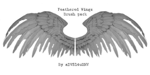 天使羽翼翅膀、鸟人翅膀PS 笔刷素材下载-玩吧资源站