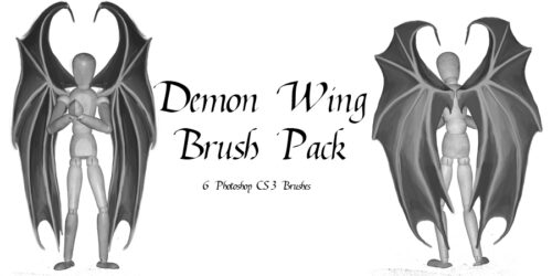 邪恶魔鬼翅膀、地狱领主翅膀PS笔刷素材-玩吧资源站