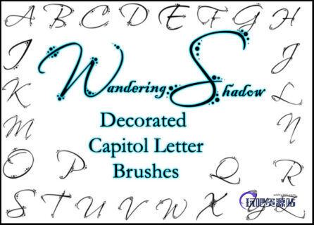 光芒艺术涂鸦英文字体PS笔刷素材-玩吧资源站