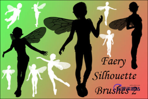 小妖精、小精灵剪影图形PS笔刷下载-玩吧资源站