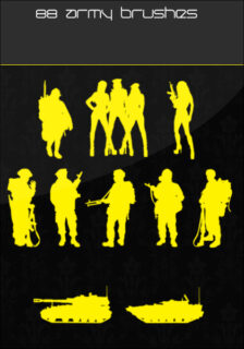 陆军战士、军人剪影图形、坦克装甲PS笔刷下载-玩吧资源站