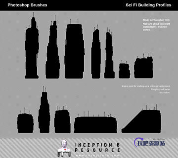 奇异建筑、城堡、堡垒建筑PS笔刷下载-玩吧资源站