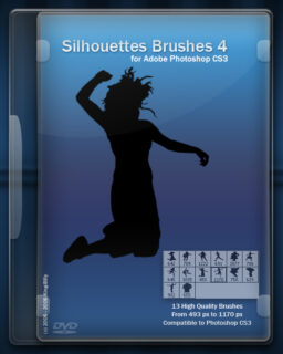 13种排球运动姿势、女性运动员剪影PS体育元素笔刷-玩吧资源站