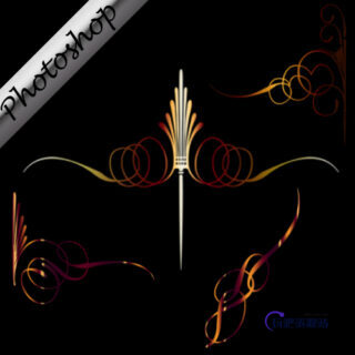 优雅高贵的线条印花图案PS笔刷素材-玩吧资源站