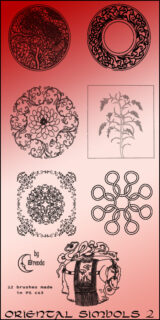 古典式手绘花纹、经典印花图案PS笔刷素材-玩吧资源站