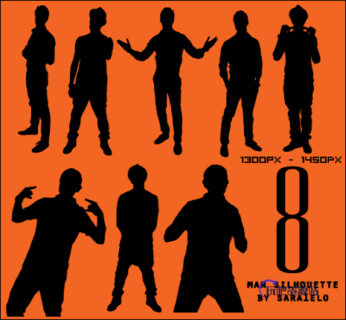 8个男性剪影图形PS笔刷素材-玩吧资源站