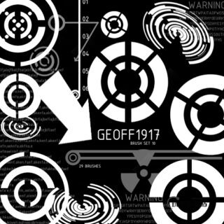 工业机械元素同心圆装饰图案PS笔刷素材-玩吧资源站