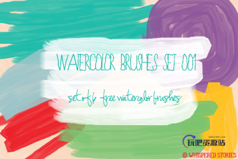 水彩画笔、油画画笔笔刷PS素材下载-玩吧资源站