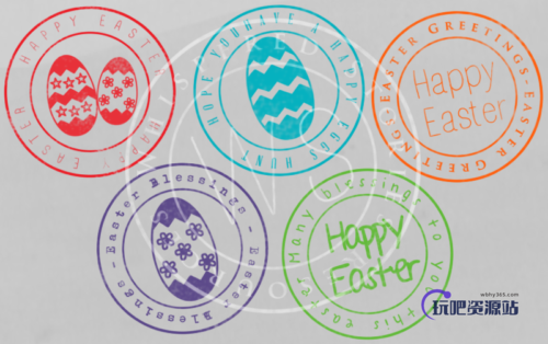 复活节邮票、邮戳印记PS笔刷下载-玩吧资源站
