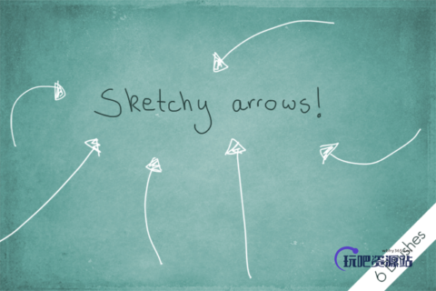 手绘涂鸦箭头标记PS笔刷素材-玩吧资源站