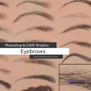 眉毛、画眉毛、女士眉线、眉峰、眉头PS笔刷素材-玩吧资源站